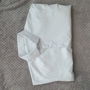 State & Liberty men's long sleeve dress shirt, L, white with thin grey stripes